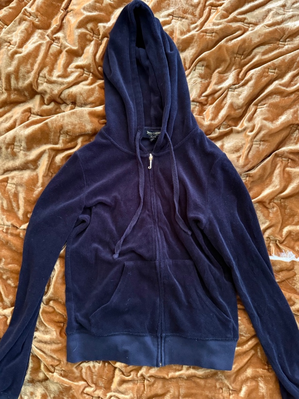 Last Chance! Juicy Couture Black Label Black Terrycloth Hoodie Size Small - Picture 2 of 7